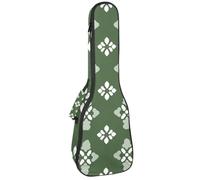 Concert Ukulele Case Geometric Floral Shapes Sage Green and White Background Soft Thick Padded Ukulele Backpack 10MM Thick Sponge Padding