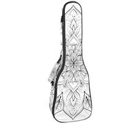 Concert Ukulele Case Geometric Mandala Floral on White Background Soft Thick Padded Ukulele Backpack 10MM Thick Sponge Padding