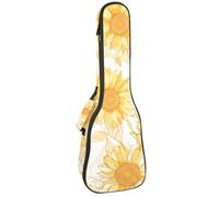 Concert Ukulele Case Hand Drawn Yellow Abstract Sunflower Soft Thick Padded Ukulele Backpack 10MM Thick Sponge Padding
