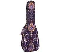 Concert Ukulele Case Indian Style Elephants and Floral Elements Soft Thick Padded Ukulele Backpack 10MM Thick Sponge Padding