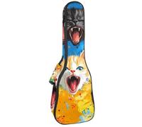 Concert Ukulele Case Kitten Faces with Crazy Colors Soft Thick Padded Ukulele Backpack 10MM Thick Sponge Padding