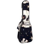 Concert Ukulele Case Love Valentine's Pattern with Star Eye Heart and Skull Soft Thick Padded Ukulele Backpack 10MM Thick Sponge Padding