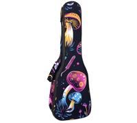 Concert Ukulele Case Magic Mushrooms and Skulls Soft Thick Padded Ukulele Backpack 10MM Thick Sponge Padding