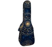 Concert Ukulele Case Magic Space Zodiac Signs on Blue Sky Background Soft Thick Padded Ukulele Backpack 10MM Thick Sponge Padding
