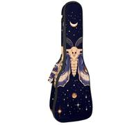 Concert Ukulele Case Mystical and Magical Moon and Purple Butterfly Soft Thick Padded Ukulele Backpack 10MM Thick Sponge Padding