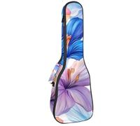 Concert Ukulele Case Seamless Colorful Flowers on White Background Soft Thick Padded Ukulele Backpack 10MM Thick Sponge Padding