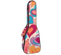 Concert Ukulele Case Seamless Colorful Hearts Soft Thick Padded Ukulele Backpack 10MM Thick Sponge Padding