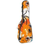 Concert Ukulele Case Seamless Halloween Skulls Spiders Spiderweb Soft Thick Padded Ukulele Backpack 10MM Thick Sponge Padding