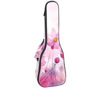Concert Ukulele Case Watercolor Pink Cosmos Flowers Floral Soft Thick Padded Ukulele Backpack 10MM Thick Sponge Padding