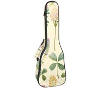 Concert Ukulele Case Watercolor Wild Flowers Meadow on Pastel Yellow Background Soft Thick Padded Ukulele Backpack 10MM Thick Sponge Padding