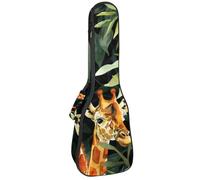 Concert Ukulele Case Wildlife Giraffes Jungle Pattern Soft Thick Padded Ukulele Backpack 10MM Thick Sponge Padding
