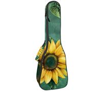 Concert Ukulele Case Yellow Sunflower Flowers Soft Thick Padded Ukulele Backpack 10MM Thick Sponge Padding