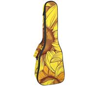 Concert Ukulele Case Yellow Sunflower Seamless Pattern Soft Thick Padded Ukulele Backpack 10MM Thick Sponge Padding