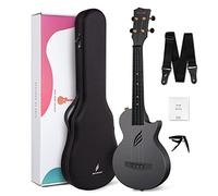 Concert Ukulele Enya Nova U 23” Cutaway Carbon Fiber Beginner Travel Ukulele Kit Waterproof Ukelele with Case,Strap,Capo,Strings (Black)