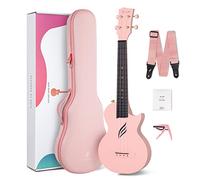 Concert Ukulele Enya Nova U 23” Cutaway Carbon Fiber Beginner Travel Ukulele Kit Waterproof Ukelele with Case,Strap,Capo,Strings (Pink)