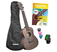 Concert Ukulele Linden Black Set Including Bag, 3 Picks, Book, Tuner