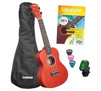 Concert Ukulele Linden Red Set Including Bag, 3 Picks, Book, Tuner
