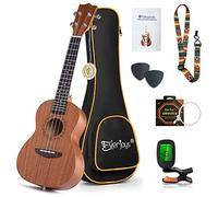 Concert Ukulele Mahogany - 23 inch Professional Wooden Ukulele Free Online Lessons Uke Strap Case Digital Tuner Picks Aquila String