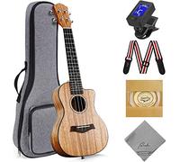 Concert Ukulele Ranch 23 inch Professional Learn to Play Cutaway Beginner ukelele with Free Online 12 Lessons ukalalee Starter Instrument Kit Bundle Gig bag&Tuner&Strap&Aquila String Set - Matte