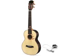 Concert Ukulele Solid Spruce Top With Solid Rosewood Back And Sides High Gloss Ukelele With Premium Gig Bag Tenor Uku Ukulele Starter Kit(Uku Pickup,26)