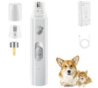Concertchop Dog Nail Grinder, 3 Grinding Modes & 2 Levels, Concertchop Nail Trimmer, Diamond Grinding Wheel, Zero Ouch, for All Dogs & Cats, Pet Paws Grooming Smoothing Tool (White)