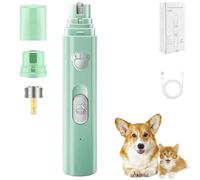Concertchop Dog Nail Grinder, 3 Grinding Modes & 2 Levels, Concertchop Nail Trimmer, Diamond Grinding Wheel, Zero Ouch, for All Dogs & Cats, Pet Paws Grooming Smoothing Tool (Green)