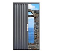 Concertina Accordion Door, Metal Pleated Folding Sliding with Lock, Keys and Handle for Space Saving and Privacy