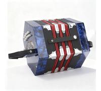 Concertina Accordion Portable Musical Instrument, Solid Wood and Leather, 3 Colors - Adjustable Hand Strap, Ergonomic Design, Ideal for Beginners and Adults (Jewel Blue)