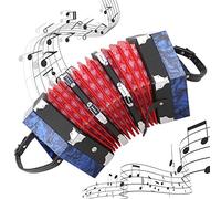 Concertina Accordion Portable, Solid Wood Musical Instrument, 18x17x17cm Red - Adjustable Hand Strap, Lightweight and Compact, for Beginners and Adults (Royal Blue)