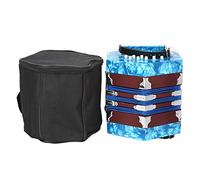 Concertina Accordion Professional Portable Musical Instrument with Carrying Bag Solid Wood Leather Construction Elegant Design for Adults Beginners Performers 18 x 17 x 17cm (Red) (Sky Blue)