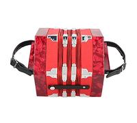 Concertina Accordion with Carrying Bag Musical Instrument Supplies Portable Professional for Adults (red)
