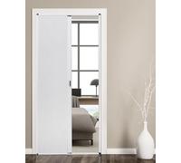 Concertina Door Custom Size White Folding Accordion Doors - Cellular Fabric& Aluminum Frame, No-Drill Folding Cupboard Doorway Door, Temporary Sliding Room Divider Gate(54x80in(137.2x203.2cm))
