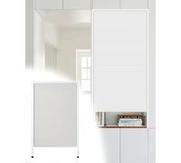 Concertina Door Folding Cupboard Door Small White, Non-Woven Retractable Door with Aluminum Frame, Foldable Sliding Gate for Internal/Kitchen/Service Window(85x95cm/33.5x37.4)