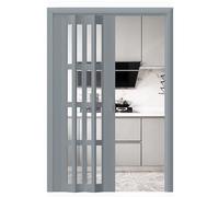 Concertina Door Grey Kitchen Accordion Door with Metal Track, Custom Size Closet Bathroom Bedroom Magnetic Locks Interior Folding Doors, 24 32 36 48 72 80 in(72x80in (183x203cm))