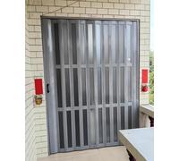 Concertina Door Grey PVC Folding Doors Internal, Custom Size Sliding Kitchen Doorway Closet Accordion Door with Acrylic Window & Handle, 24x80 30x80 32x80 48x80 60x80 Inch