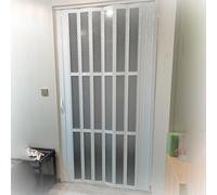 Concertina Door Internal Folding Doors Accordion 24" To 60" X 79" 83" White PVC Acrylic Panel Room Divider Sliding For Bedroom Kitchen Shower Doorway Aluminum Partition Gate With Han