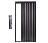 Concertina Door Locking Accordion Sliding Doors Aluminum Frame for Doorway Kitchen Shower Bathroom, Large 24 26 28 30 32 36 40 42 50 60 70 Inch,Customizable(Black,W74in/188cm-h78in/200cm)