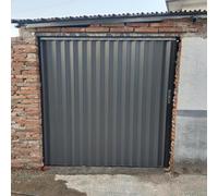 Concertina Door Outdoor Grey Accordion Folding Door Aluminum, Foldable Sliding Gate Hardware Kit with Frame & Track, Basement/Barn/Attic Multifold Doors(62x82in (157.5x208cm))