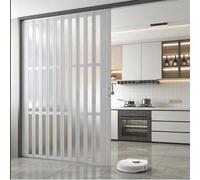 Concertina Door Plastic Folding Door for Closet/Bathroom/Shower, Invisible Magnetic Room Divider Screen with Handle and Lock, PVC Clear Multifold Interior Doors Gate(White,88x80in/223.5x203cm)