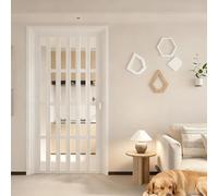 Concertina Door, PVC & Acrylic Internal Foldable Gate, Customizable Bifold Doors, Magnetic Aluminum Frame Folding, for Bathroom, Bedroom, Patio, Home Office(W:70 x H:180cm)