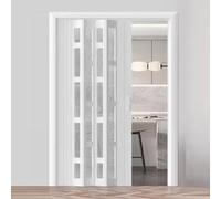 Concertina Door PVC Internal Folding Door Internal Concertina Gate for Cabinet Closet Kitchen Hallway Divider Screen Folding Accordion Door,1,90 * 210cm/35.4 * 82.7in