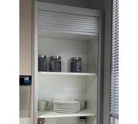 Concertina Door Roll up Cabinet Doors Kitchen Decorative, Pull Down Tambour Door for Closet Pantry Garage Barn, Folding Wardrobe Louvre Gate and Rail(70x130cm/28x51in)