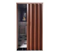 Concertina Door Slide Concertina PVC Panel Door with Handle, Temporary Room Divider Screen for Kitchen Bathroom Patio(Dark Brown,86x203cm/34x80in)