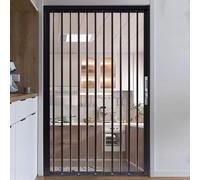 Concertina Door Sliding Folding Door with Aluminum Frame and Acrylic Panel, PVC Plastic Internal Concertina Doors for Pantry/Living Room, Retractable Screen(Black,63x80in/160x203cm)