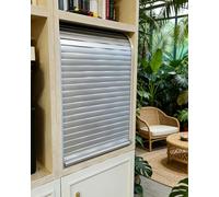 Concertina Door Sliding Tambour Door with Recessed Handle, Roll Up Sideboard Multifold Panel for RV Pantry Small Cabinets, DIY Furniture Cupboard Screen(75x80cm/30x31in)