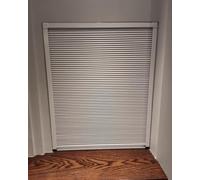 Concertina Door White Folding Door for Small Space, Cabinet Sliding Door with Handle, Non-Woven & Aluminum Frame Cupboard Gate, Doorway Wardrobe Partition Screen