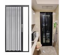 Concertina Door with Mesh Screen, Locking Sliding Doors for Room Divider, Aluminum Frame Foldable Gate, Accordion Style Multifold Door