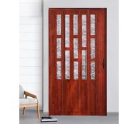 Concertina Door Wood Grain Aluminum Folding Door for Bedroom, Interior Kitchen Sliding Doors Partition, Customizable Accordion Screen Gate, Magnetic Closet Door