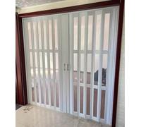 Concertina Foldable Door 203 205 210 220 Cm Height Customizable PVC Accordion Door White, Retractable Sliding Concertina Doors Room Divider with Magnetic Closure for Garage/Kitchens(175x205cm)