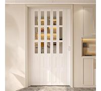 Concertina Foldable Door Customizable Interior Concertinar Door White with Handle, 70 Cm 80 90 100 110 120 130 140 150 Cm Wide Small Saving Acrylic Glass Folding Pleated Doors(#2,70 x 203 cm)